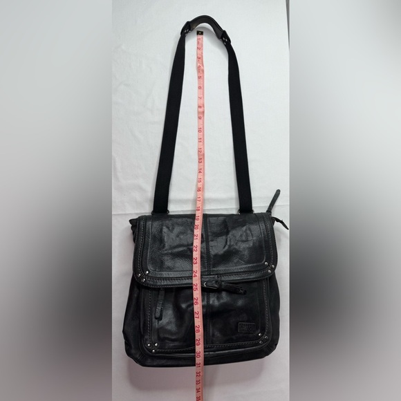 The Sak Ventura Leather Backpack Crossbody Messenger Saddle Bag Black Silver - Picture 11 of 13